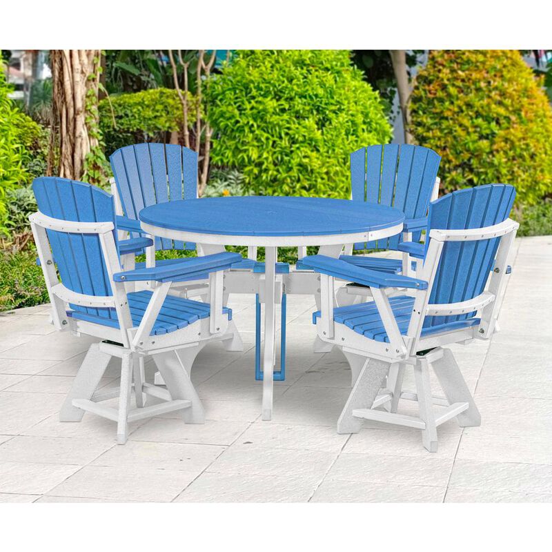 American Furniture Classics Dining Height Round Table in Blue with a White Base
