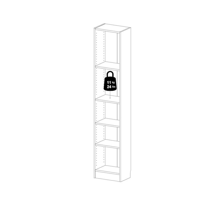 Tvilum Element Tall Narrow 5 Shelf Bookcase