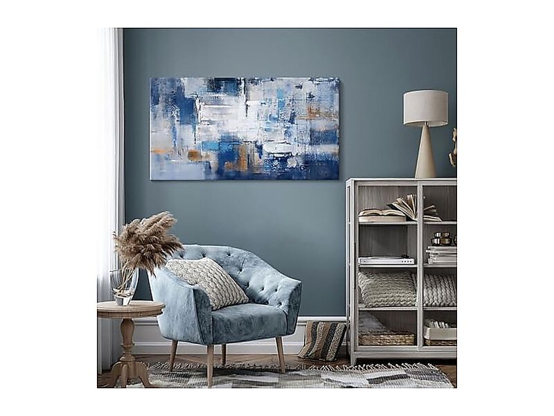 Blue Wall Decor Abstract Canvas Art Living Room Artistic Elegance Unveiled In image number 3