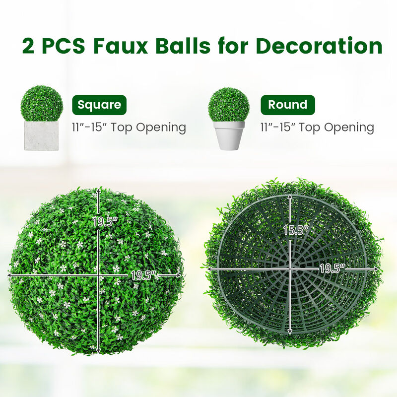 Holly Artificial Topiary Balls Faux Boxwood Balls Set of 2