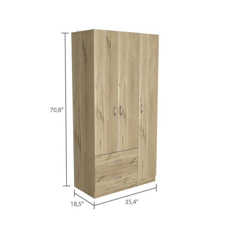 Bosko 3 Doors Armoire - Light Oak/Black