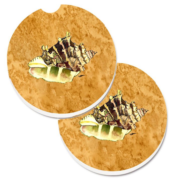 Caroline's Treasures Shell Set of 2 Cup Holder Car Coasters 8658CARC, 2.56, Multicolor
