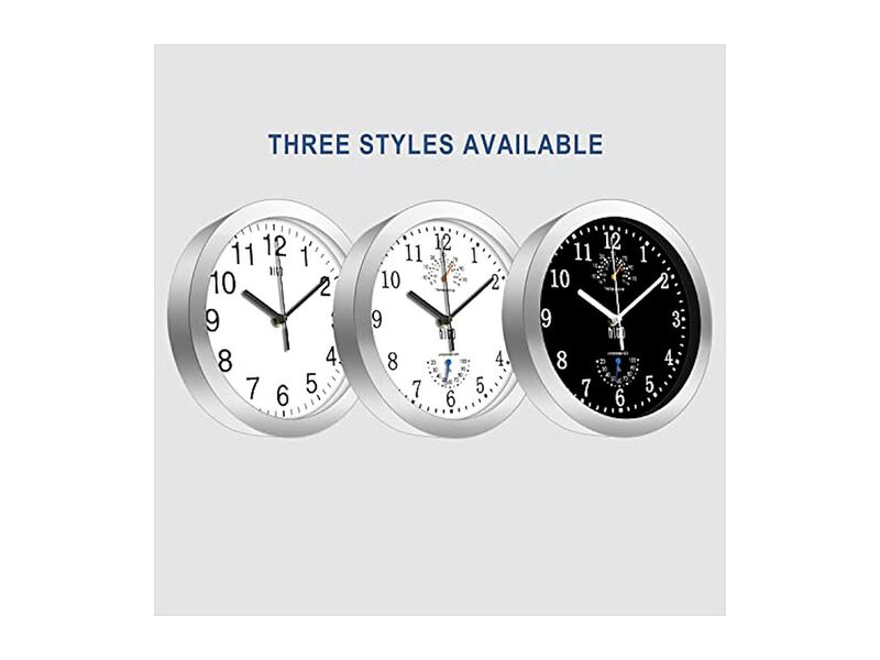 Glass Silver Aluminum Black Wall Clock 10 Inch Silent Non Ticking image number 1