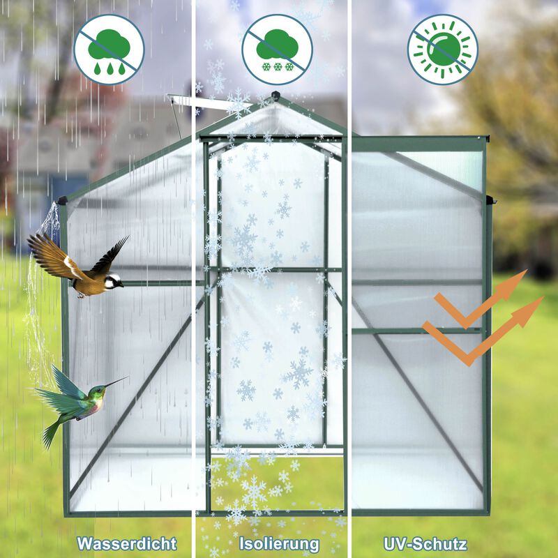 Polycarbonate Greenhouse,6'x 8' Heavy Duty Walk-in Plant Garden Greenhouse for Backyard/Outdoor image number 6