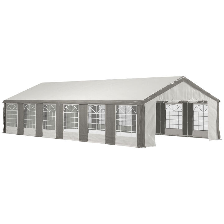 20' x 40' Carport & Party Tent, Sidewall Windows, Event Catering, Wedding Gray