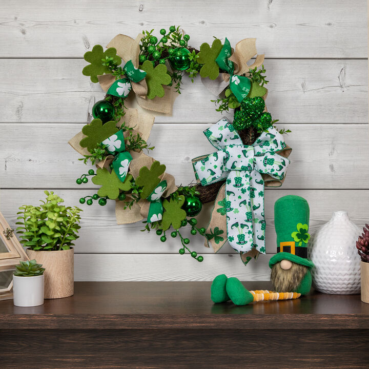 Burlap Bows and Shamrocks St. Patrick's Day Wreath  24-Inch  Unlit