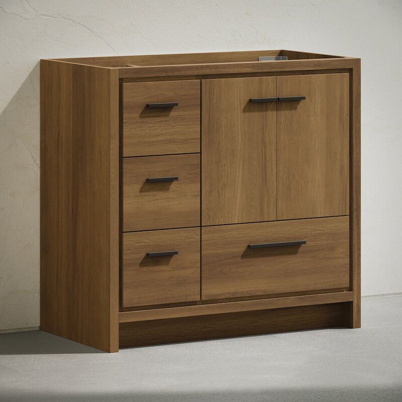 Virage 36" Freestanding Bathroom Vanity in Brown Oak without Sink Top image number 2