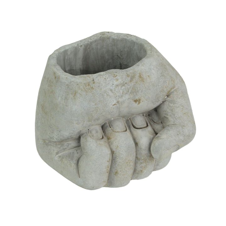 7 Inch Diameter Fist Bump Hand Concrete Plant Pot Planter Candle Holder