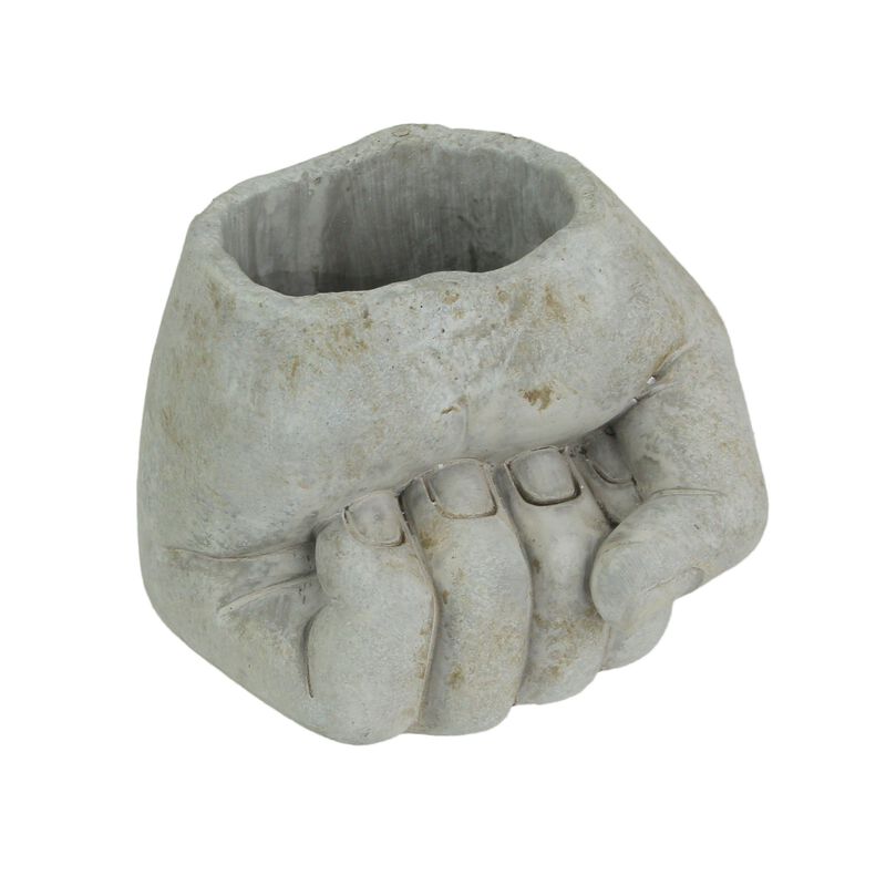 7 Inch Diameter Fist Bump Hand Concrete Plant Pot Planter Candle Holder image number 0