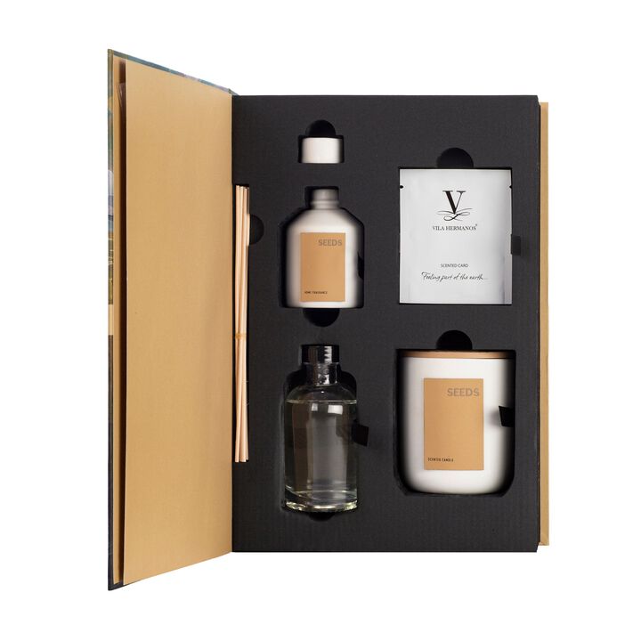 Gift Set ORGANIC YELLOW SEEDS Candle 200gr, Diffuser 100ml, Scent Card 8.07 x 3.74 x 12.01 in