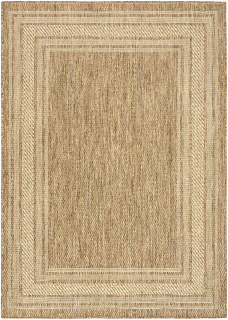 HomeRoots 6' X 9' Natural Geometric Indoor Outdoor Area Rug image number 0