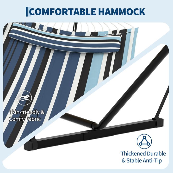 12FT Double Hammock with Stand for 2 &ndash; 450 lbs Capacity, Balance Ropes & Pillow &ndash; Heavy Duty for Patio, Garden, Beach