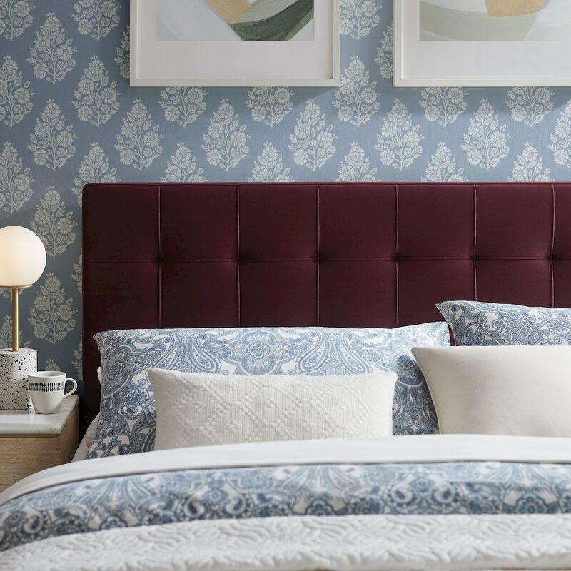 Lily Stain-Resistant Performance Velvet Queen Size Headboard image number 7