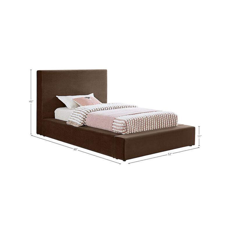 Meridian Furniture Dorian Brown Velvet Twin Bed