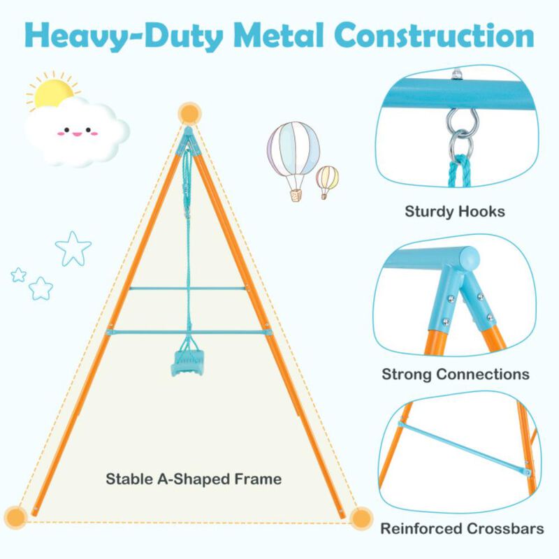 Hivvago Outdoor Heavy Duty Metal Toddler Swing Set with Stand