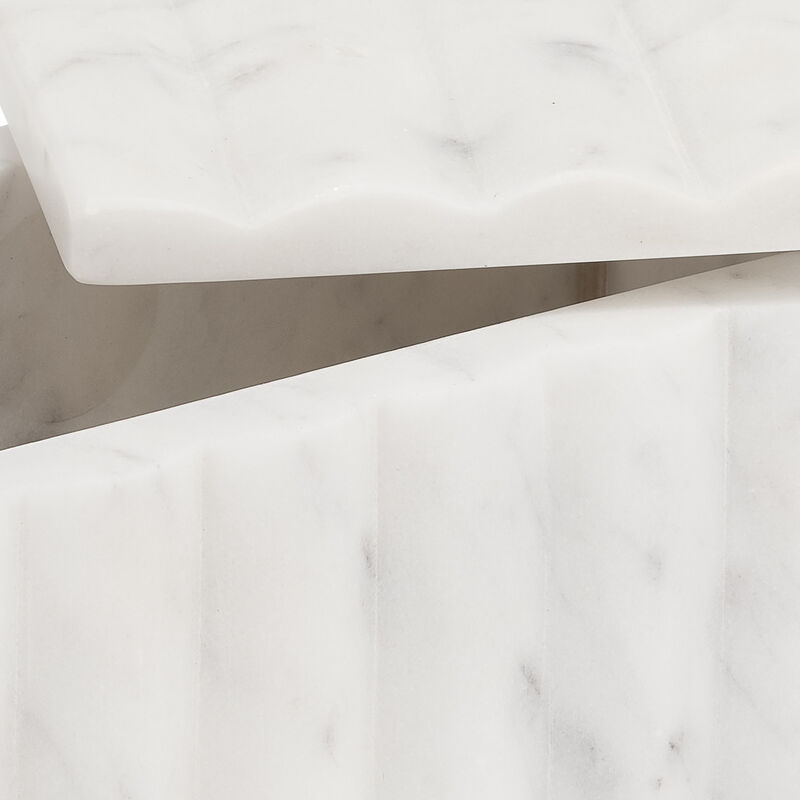 7x4" Marble Ridged Box, White image number 4