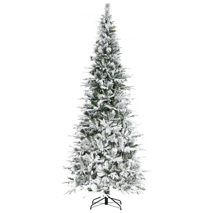 9 ft Unlit Snow Flocked Pine Artificial Christmas Tree with Realistic Branches and 1159 Tips