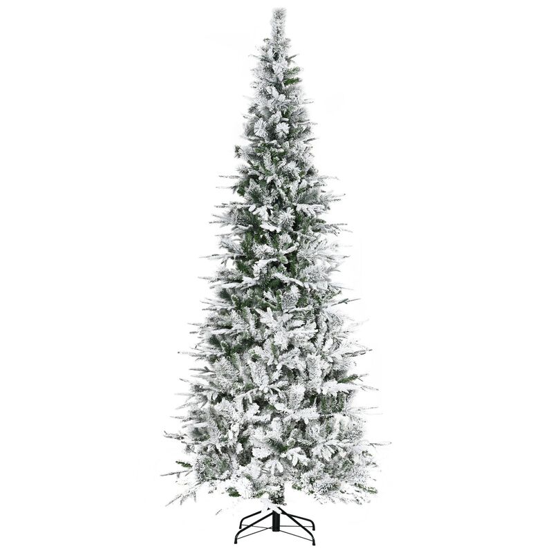 9 ft Unlit Snow Flocked Pine Artificial Christmas Tree with Realistic Branches and 1159 Tips