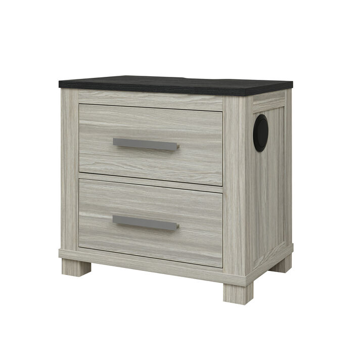 Ashley Brown Nightstand with USB and Speaker