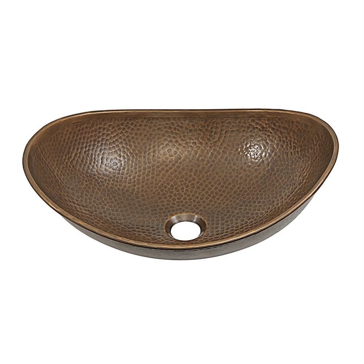 Contemporary Oval Copper Vessel Sink – Handcrafted Hammered Bathroom Basin