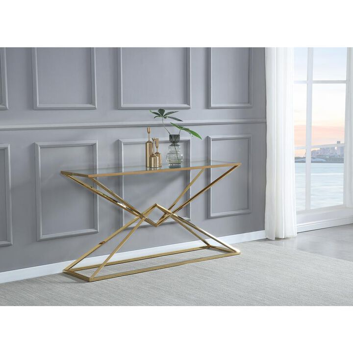 Best Master Furniture Emerson Gold Glass Console Table