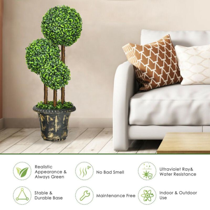 Hivvago Artificial Topiary Triple Ball Tree for Indoor and Outdoor