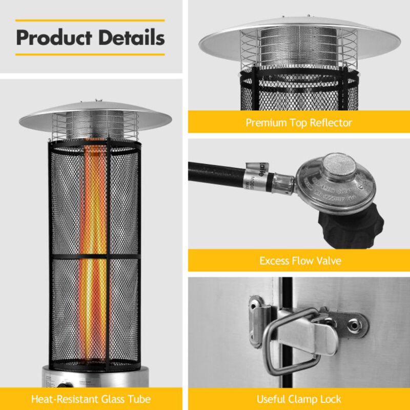 Hivvago 40000 BTU Stainless Steel Round Glass Tube Patio Heaters