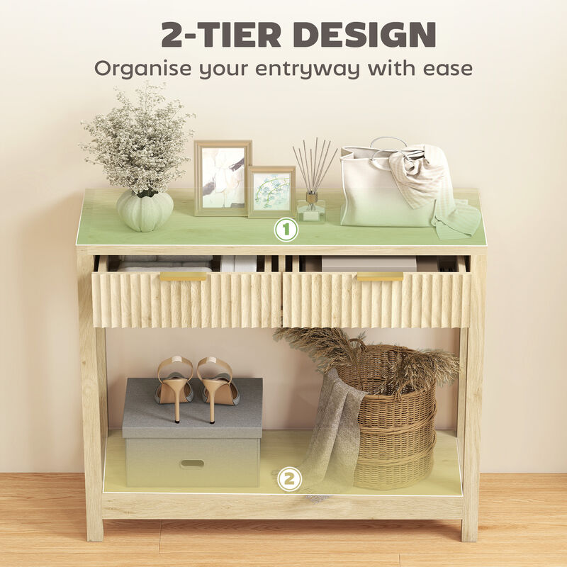 Hivvago 35" Entryway Console Table with Drawer and Shelf image number 3