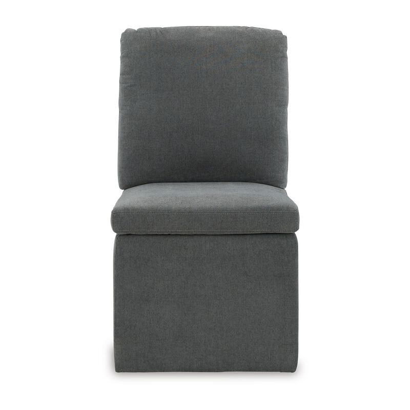Tren 20 Inch Side Chair, Set of 2, Gray Polyester Upholstery, Pleated Back-Benzara
