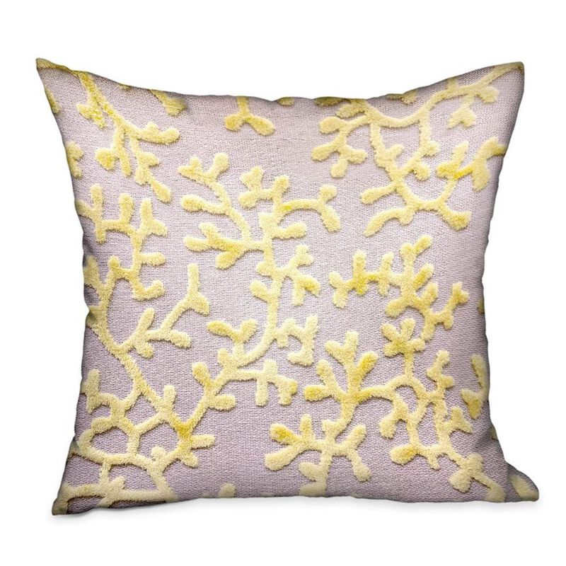 Plutus Brands Lemon Reef Yellow, Cream Floral Luxury Throw Pillow image number 0