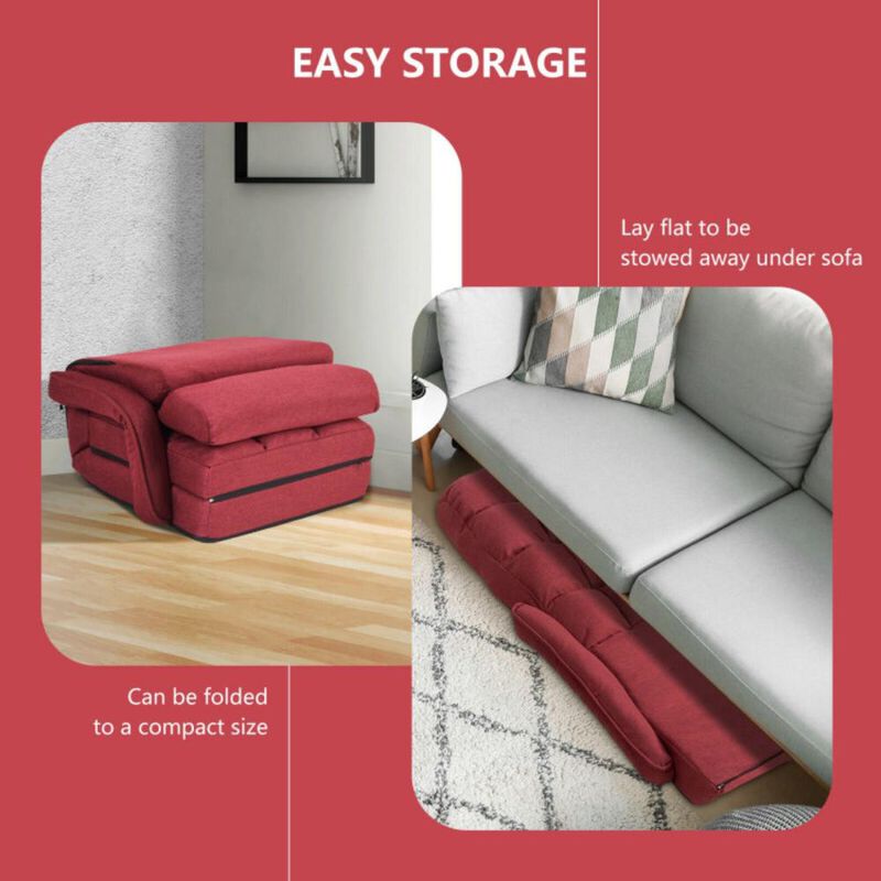 Hivvago Folding Lazy Floor Chair Sofa with Armrests and Pillow
