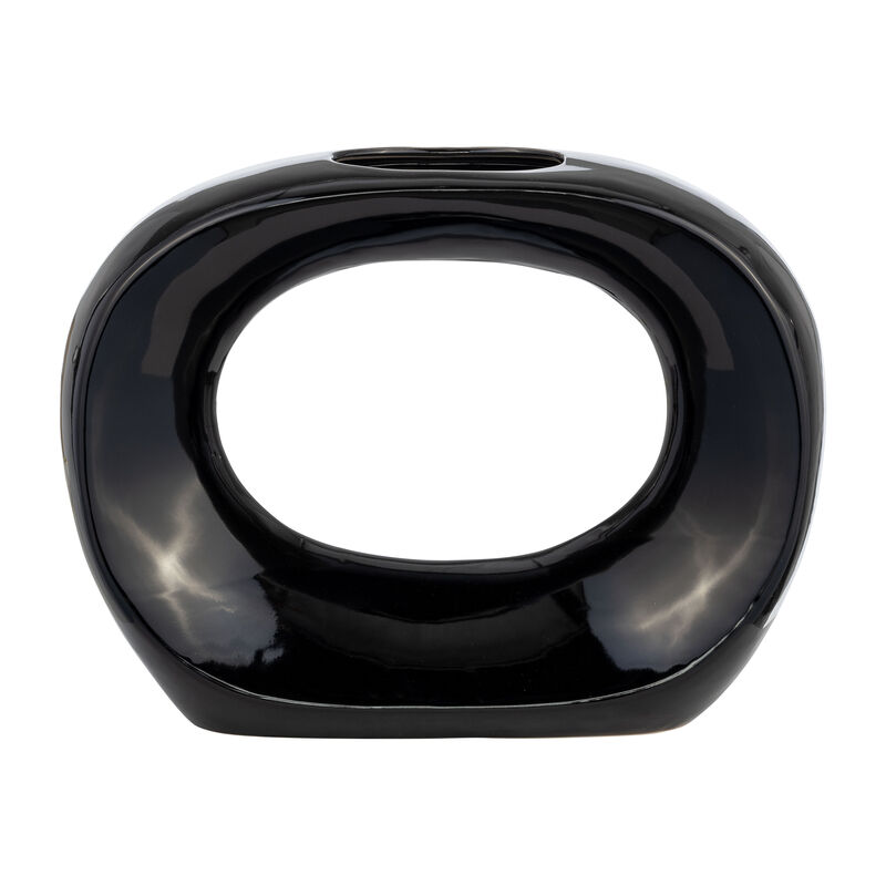 11"H Oval Vase, Shiny Black image number 0