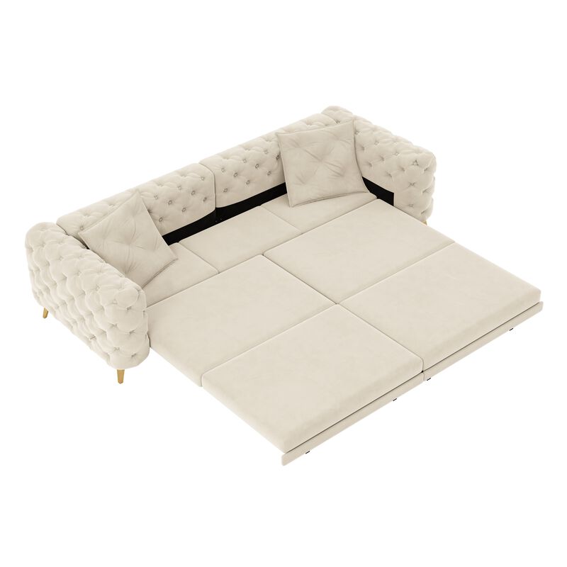 Whisen 97.7" 4-Seat Convertible Sleeper Sofa, Velvet 3-in-1 with Ottoman for Apartment Office image number 0