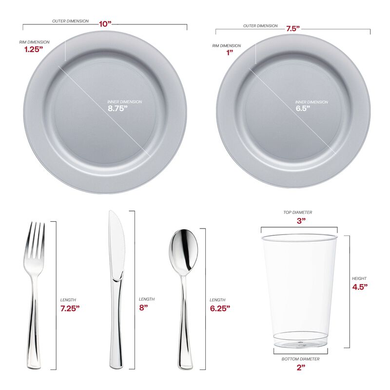 Matte Steel Gray Round Plastic Wedding Value Set (30 Sets) image number 2