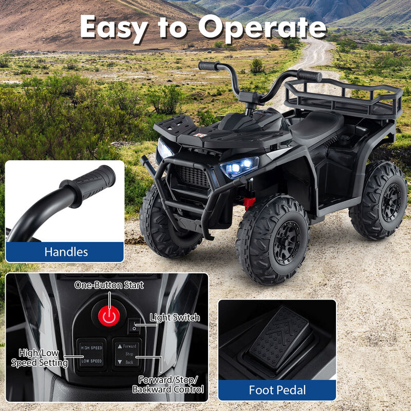 24V Kids Ride-On ATV Quad with LED Lights, Sound Effects and Electric Motor image number 4