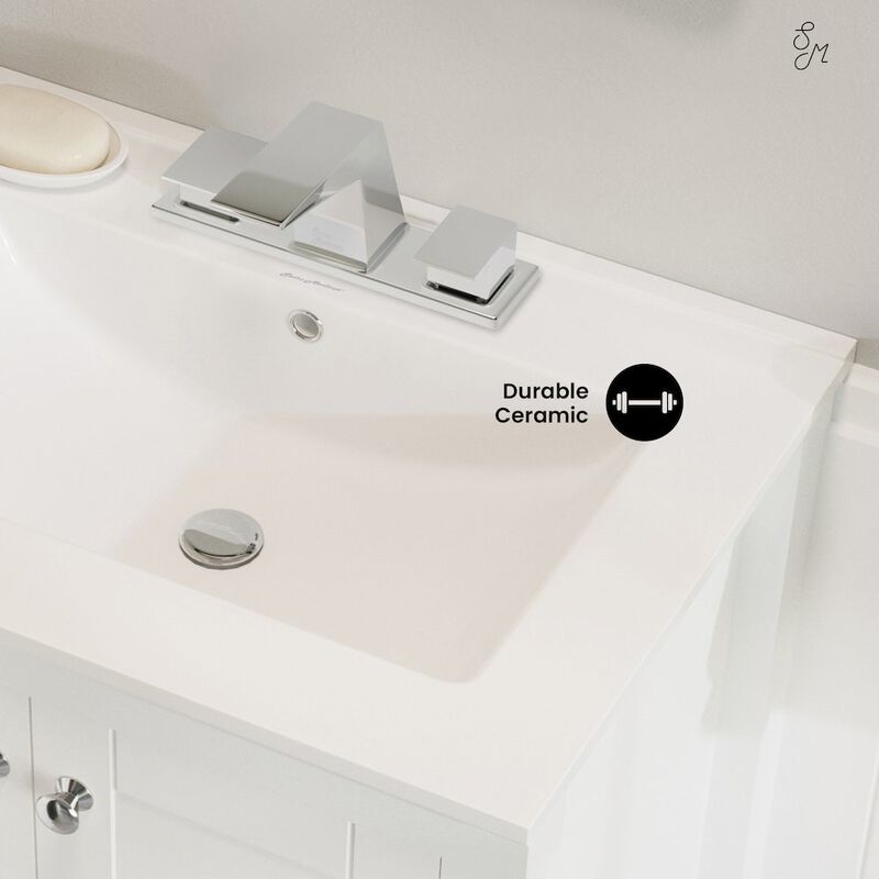 24" 3-Hole Centerset Vanity Sink Top in Glossy White image number 5