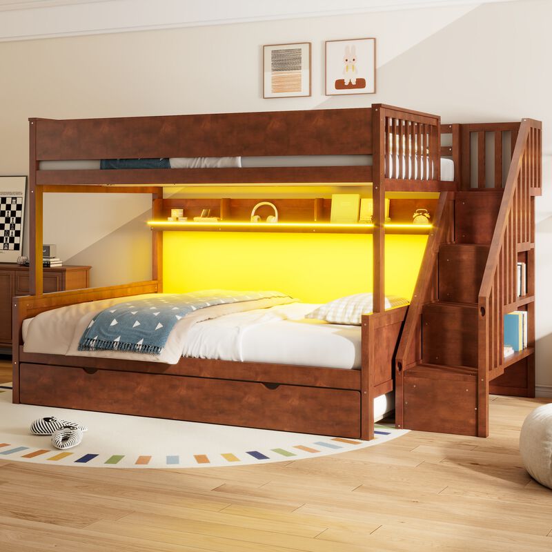 Merax Full XL over Queen Bunk Bed with Storage Staircase image number 4