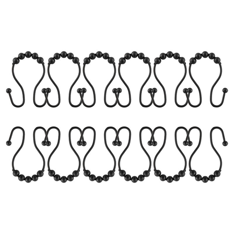Stainless Steel Double Shower Curtain Hooks, Set of 12 image number 3