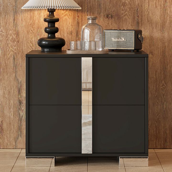 GOODSILO 2-Drawer Mirrored Nightstand Sturdy Bedside Table with Metal Feet Spacious Storage for Bedroom Living Room End Table Home Furniture Piece