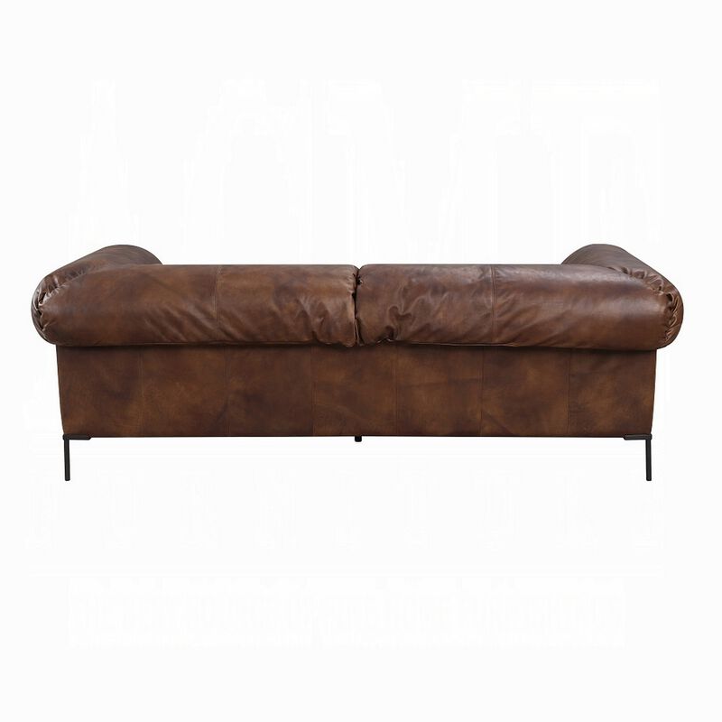 Sofa, Classic 96 Inch, Black Metal Legs, Mocha Brown Top Grain Leather image number 3