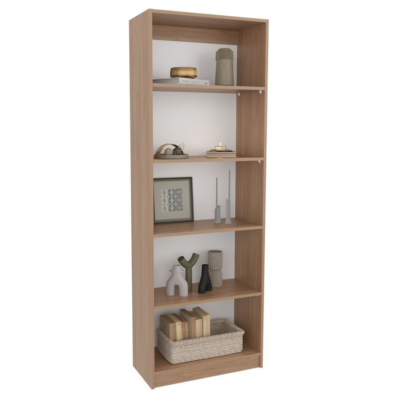 4-Tier Bookcase with Modern Storage for Books and Decor, Natural Oak / White
