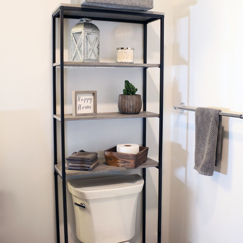 Sunnydaze 4-Tier Industrial Over-the-Toilet Storage Shelf
