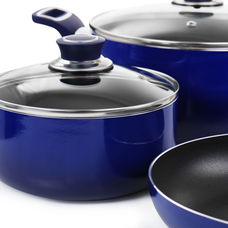 Oster 7 Piece Non Stick Aluminum Cookware Set in Blue