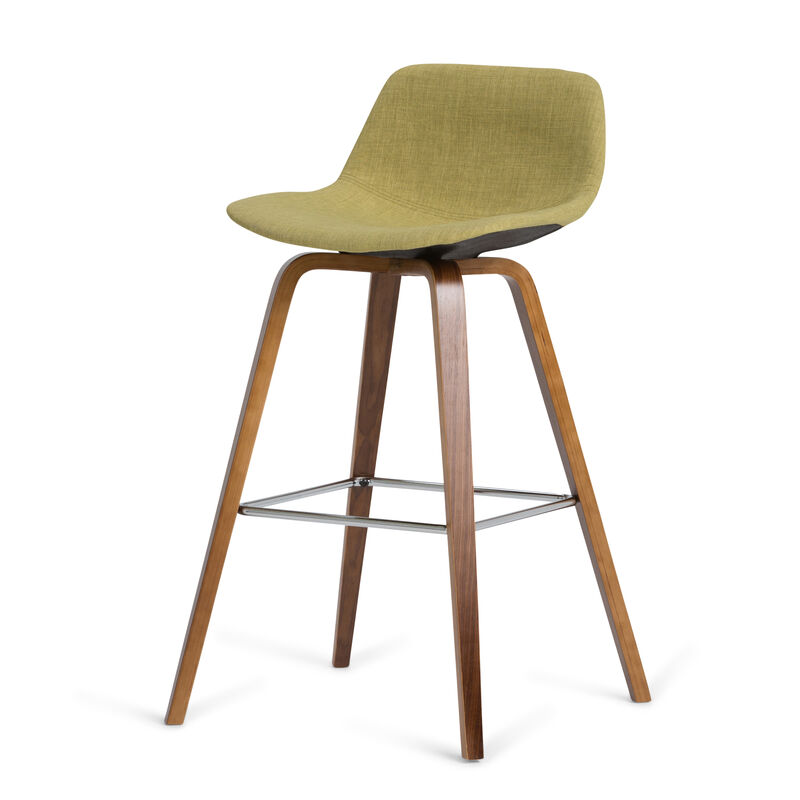 Randolph Mid-Century Modern 28 inch Bentwood Counter/ Bar Height Stool (Set of 2) in Acid Green Linen Look Fabric