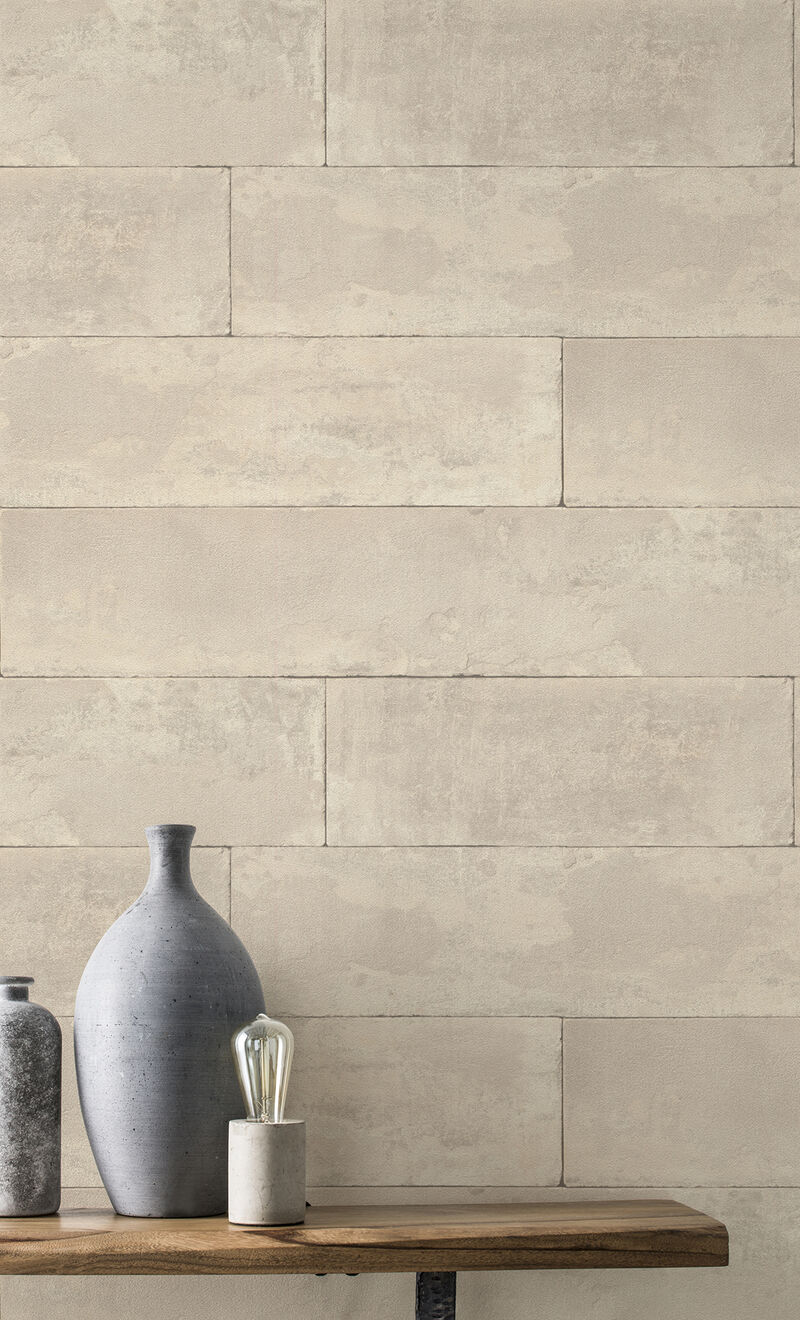 Lanier Neutral Stone Plank Wallpaper image number 3