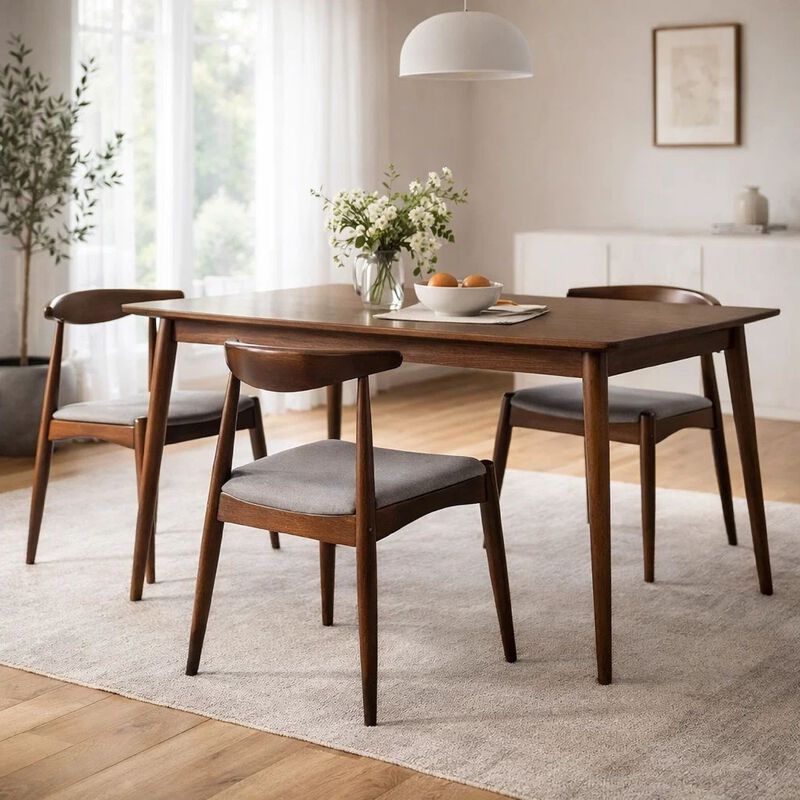 Syma Dining Side Chair Set of 2, Open Curved Back, Dark Brown Wood image number 7