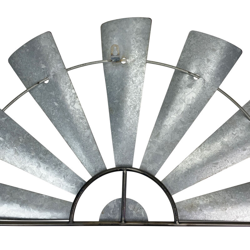 Distressed Rustic Galvanized Metal Half Moon Windmill Wall Art Sculpture image number 4