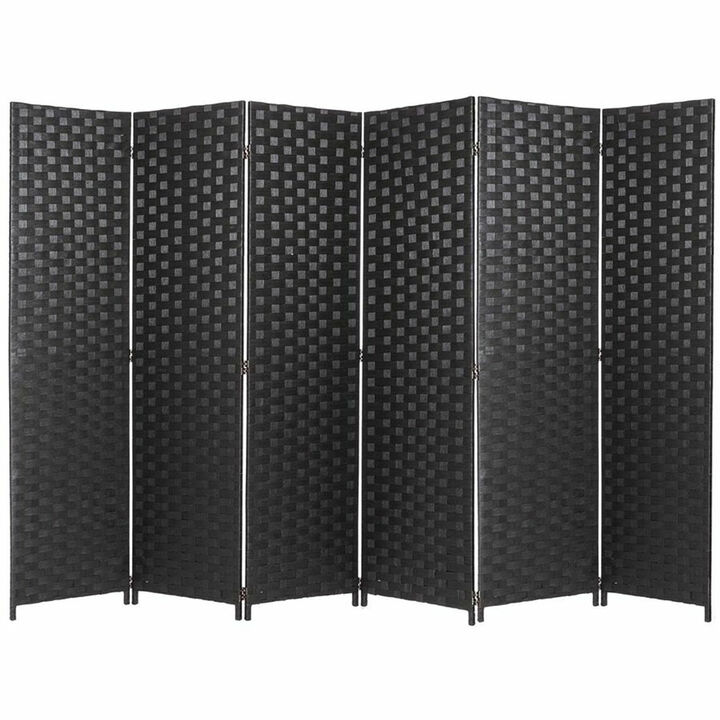 Legacy Decor 8 Panel Bamboo Woven Panel Room Divider, Privacy Partition Screen Ivory Color