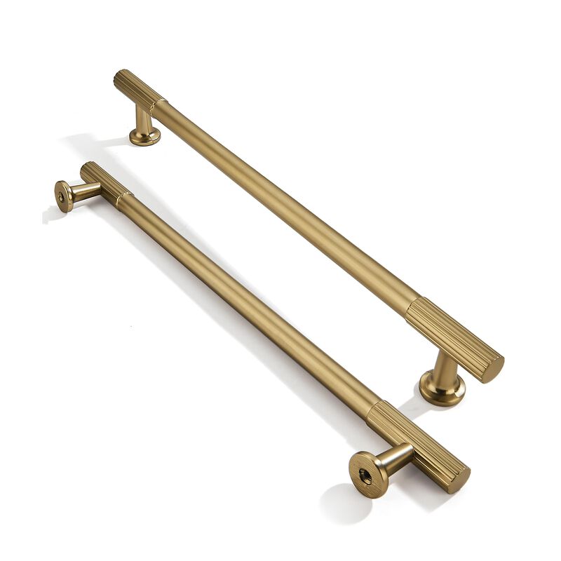 khtumeware 8 Inch Hole Center 2 Pack Brushed Brass Heavy Duty Solid Warm Brass Cabinet Pulls, Kitchen Drawer Handles, for Dresse