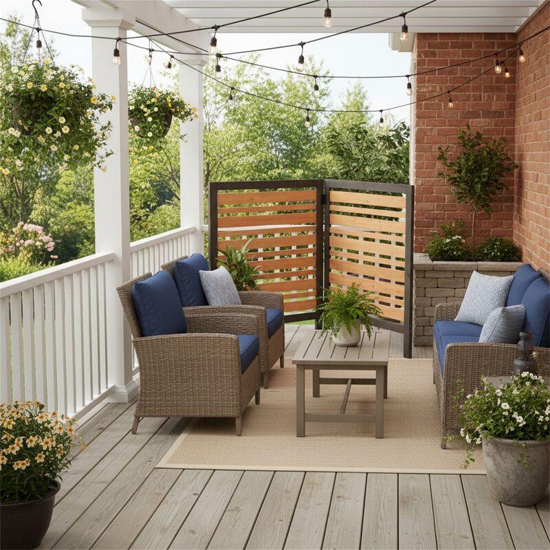 2-Panel Outdoor Air Conditioner Fence Screen, Outside Wood Privacy Fence, 38" W x 42" H image number 1